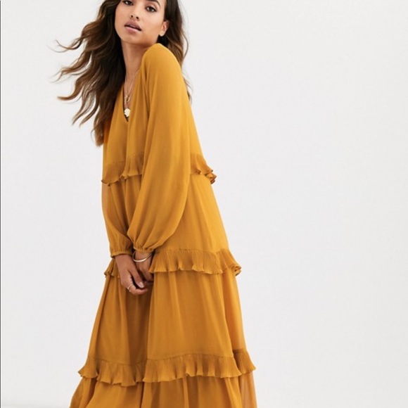 asos mustard maxi dress